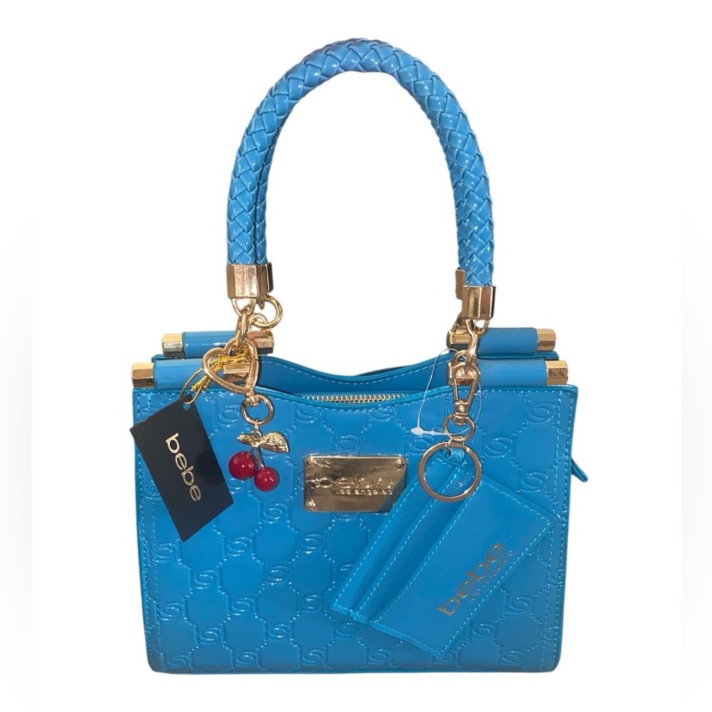 BEBE NWT Dana Monogram Capri Blue Crossbody Handbag Purse w/Matching Cardholder